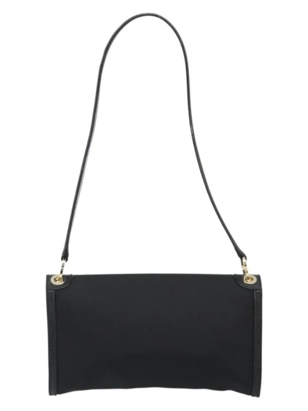 Salvatore Ferragamo Shoulder Bag Canvas Black Gold Auth BA13524V